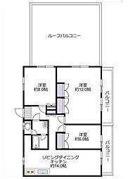 富士マンション西船 3LDKの間取図画像