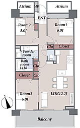 西船橋駅前パーク・ホームズ 3LDKの間取図画像