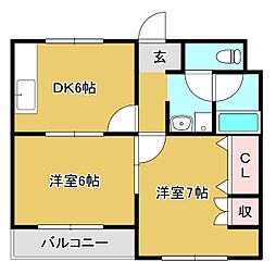 要7マンション 2DKの間取図画像