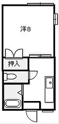 ボストン館 1Kの間取図画像