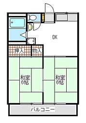 サンパール葉月 2DKの間取図画像