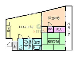 エレガンス穂積5号館 2LDKの間取図画像