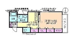 シルクハウス曽根 1Kの間取図画像