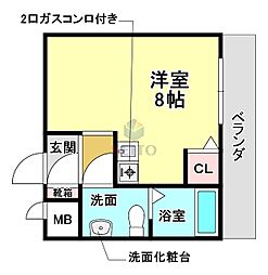 ハイツジュンニュー1号館 ワンルームの間取図画像