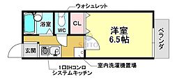 ラフィーネ6棟 1Kの間取図画像