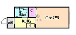 レジデンス英 1Kの間取図画像
