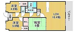プロムナード豊中 3LDKの間取図画像