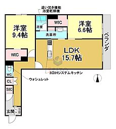 シャーメゾン シルヴァン 2LDKの間取図画像