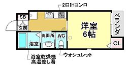 ファインスクエア三国2 1Kの間取図画像