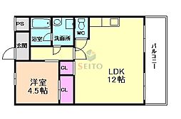 グレイスガーデン豊中 1LDKの間取図画像