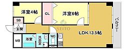 こうやハイツ 2LDKの間取図画像