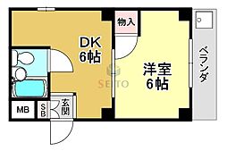 プリマベーラ岡町 1DKの間取図画像