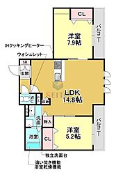 リッツ・ヴィラ豊中 2LDKの間取図画像