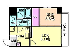 Felis塚本 5階1LDKの間取り