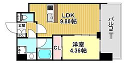 プレジオ塚本ASIAN 1LDKの間取図画像