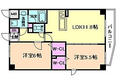 レイワニティプレイス 2LDKの間取図画像