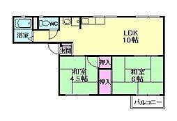 プレミールハナ 2LDKの間取図画像