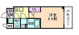 エスリード新北野アーデル 1Kの間取図画像