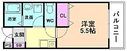 Regalo野里3番館 1Kの間取図画像
