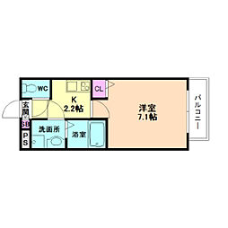 グランエクラ加島2 1Kの間取図画像