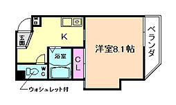 プルス塚本セイ 1Kの間取図画像