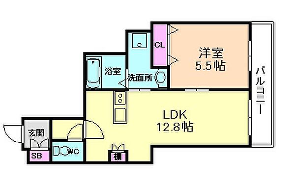 大阪府大阪市福島区鷺洲2丁目(賃貸マンション1LDK・2階・45.81㎡)の写真 その2