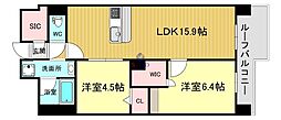 リビエナ グラン 新梅田 2LDKの間取図画像