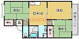 ネオコーポ西田2 3DKの間取図画像