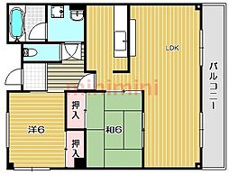 サンハート南茨木 2LDKの間取図画像