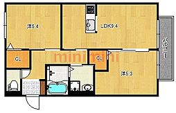リヴェール 2LDKの間取図画像
