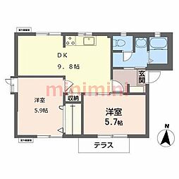ベルテ・イスズ2 2LDKの間取図画像