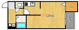 山崎第一マンション ワンルームの間取図画像