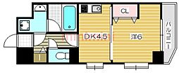 シャインビュー淡路 1Kの間取図画像