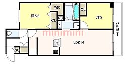 茨木市竹橋町マンション 2LDKの間取図画像