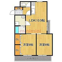サニーコート 2LDKの間取図画像
