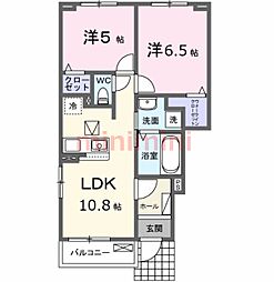 摂津市鳥飼下2丁目アパート 2LDKの間取図画像