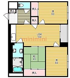 サンコーポ高槻ことぶき 3LDKの間取図画像