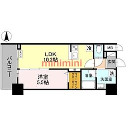 茨木市中津町マンション 1LDKの間取図画像