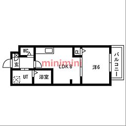 ジーイーセットサウス 1LDKの間取図画像