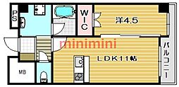 ヴェルドゥール南茨木 1LDKの間取図画像