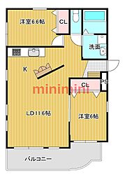 ウォールデンヒルズ 2LDKの間取図画像