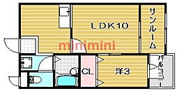 FloraS.E.12th 1SLDKの間取図画像