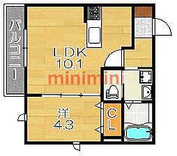 メゾンドゥエスポワール 1LDKの間取図画像