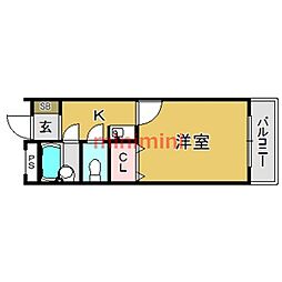 サンピア南茨木 1Kの間取図画像