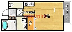 プロースト高槻 ワンルームの間取図画像