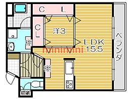 グリーンプラザ高槻3号館 1LDKの間取図画像