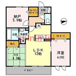 セジュールリズ 2SLDKの間取図画像