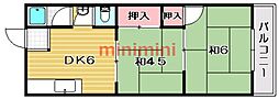 平和マンション 2DKの間取図画像