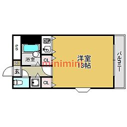 シャトレ豊津2 ワンルームの間取図画像
