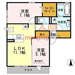 ハピネス 2LDKの間取図画像